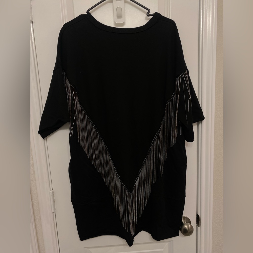 Western metallic fringe t shirt dress